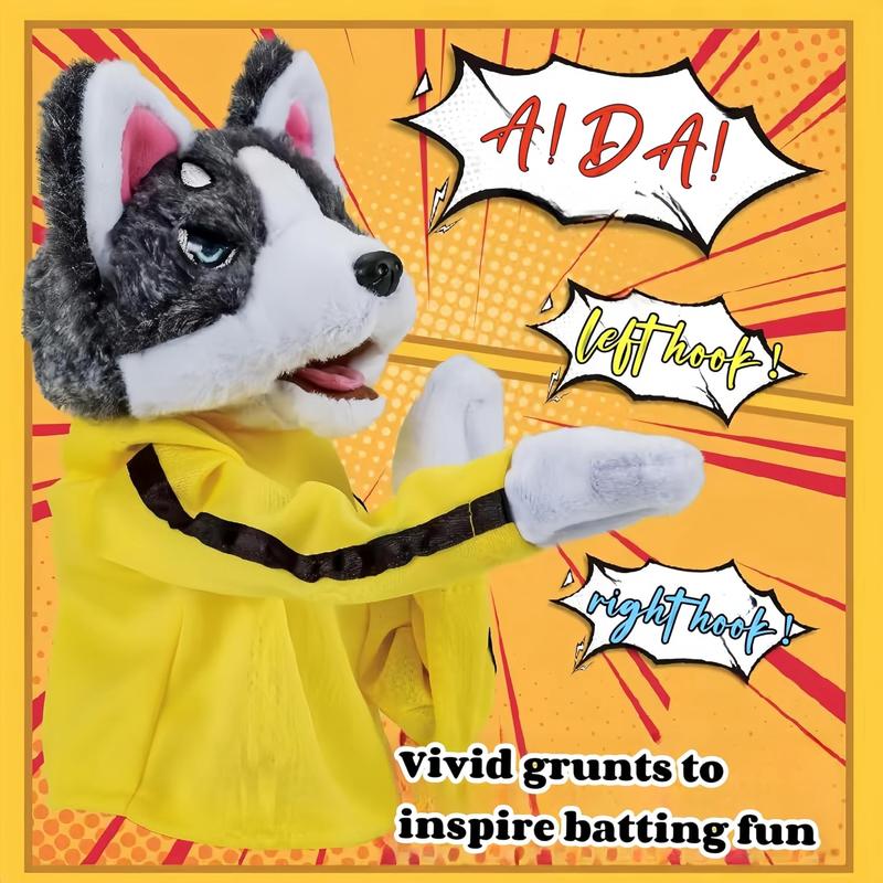 【Two free shipping】Husky boxing interactive hand puppet plush muppet can sound creative doll funny sound electric pet toy